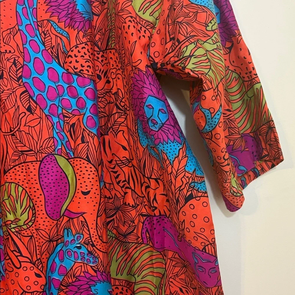 Vintage Design House Open Tie-Back Square Neck Hidden Safari Animal Top Shirt - Picture 8 of 15